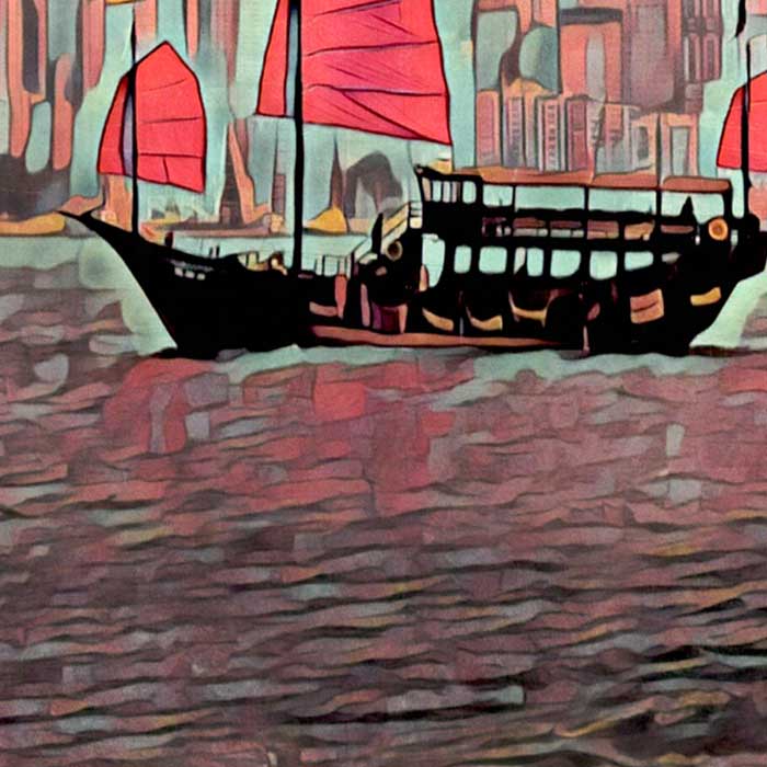 Détails du bateau dans l'affiche de Hong Kong