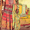 Details of the gipsy woman dress in Hampi poster of Karnataka