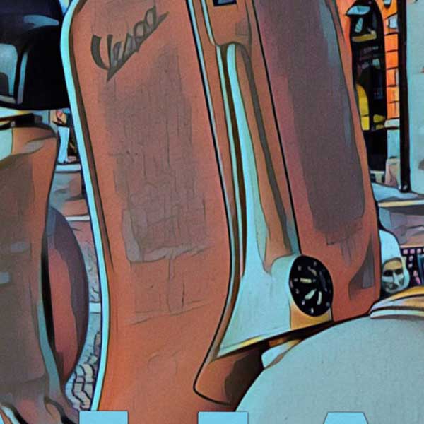 Close-up of the Vespa | Roma Poster by Alecse