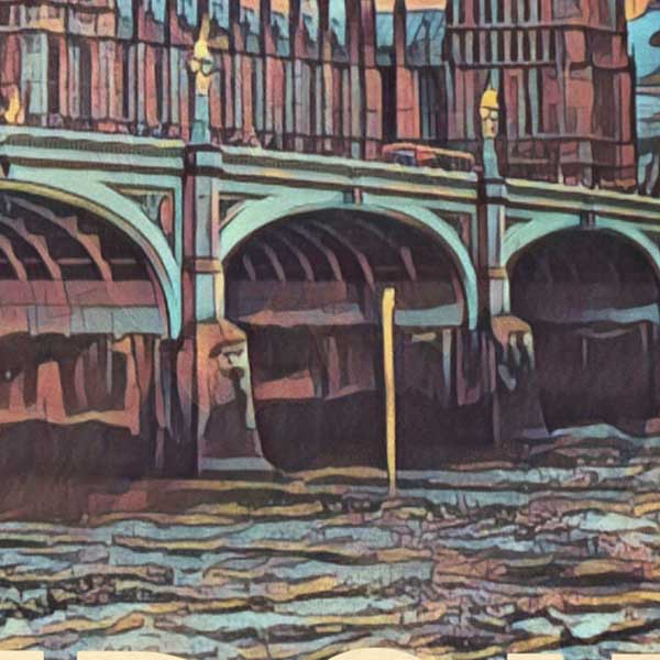 Details of the bridge in the Westminster poster of London