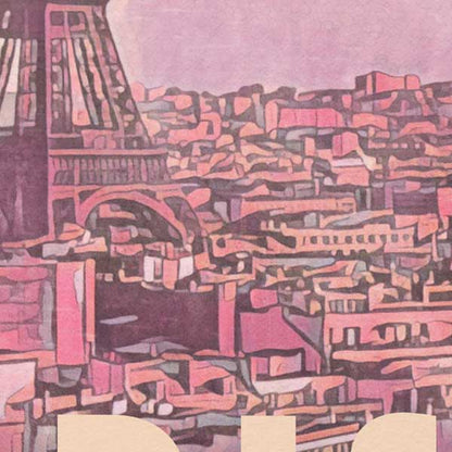 Close-up view of the Paris poster La Vie en Rose, showcasing Alecse’s soft focus style and pink pastel tones