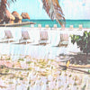 Détails des transats et cabanas sur pilotis dans l'affiche Seychelles créée par Alecse