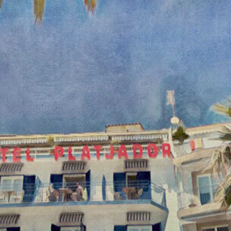 Details of the Platjador Hotel in Sitges Travel Poster of Spain