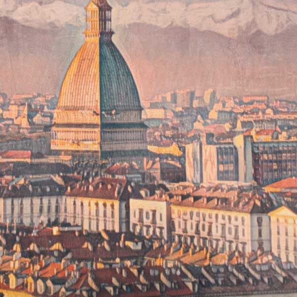 Close-up view of the Torino Piemonte poster, showcasing Alecse’s detailed and vintage-inspired soft-focus effect