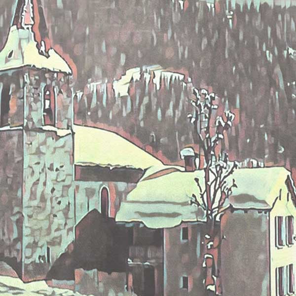 Details of the village in Verbier Poster | The Church by Alecse