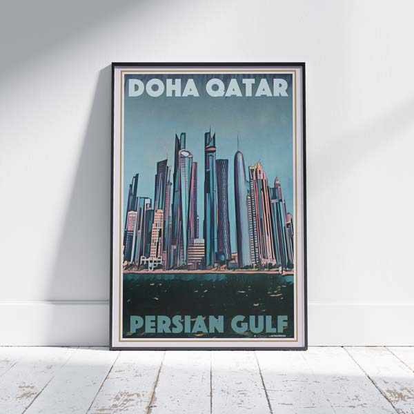 Doha Poster Panorama, Qatar Vintage Travel Poster by Alecse
