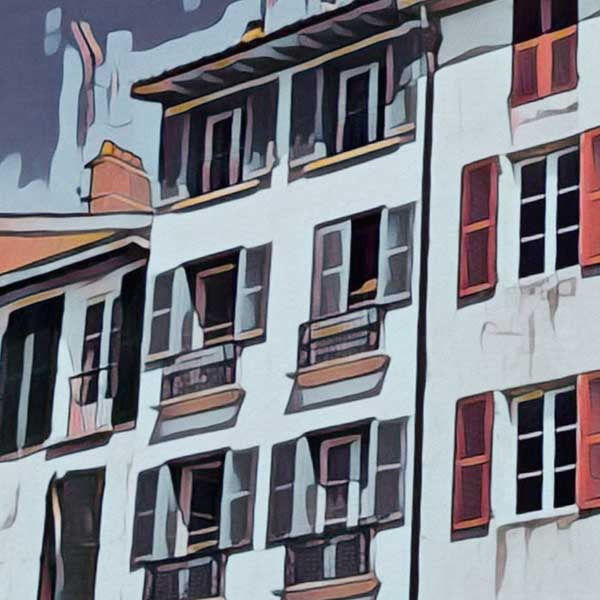 Details of Bayonne poster Pays Basque by Alecse | Classic Bayonne Print