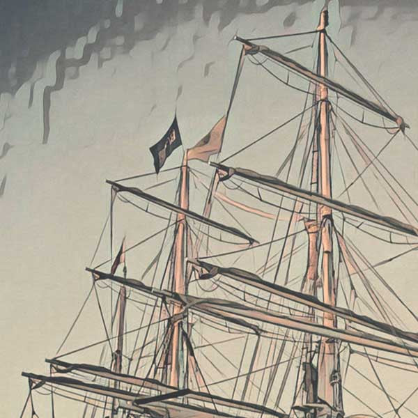 Details of Bordeaux poster Le Belem | Nautical Sailing Art Print