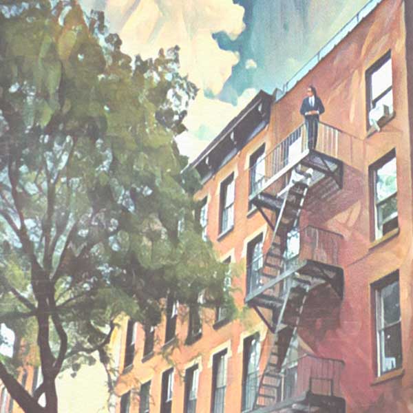 Details of the staircases with Jay Z on the Brooklyn poster created by Alecse