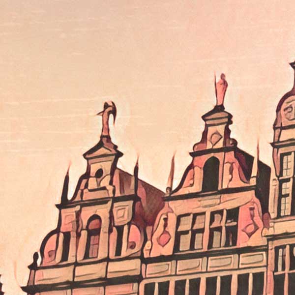 Details of the buildings in the Brussels poster