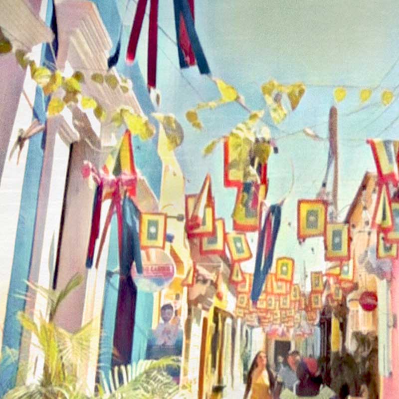 Deatils of a street in the Cartagena poster of Colombia