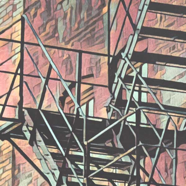 Details of the brown stone building stairs | Chicago Poster