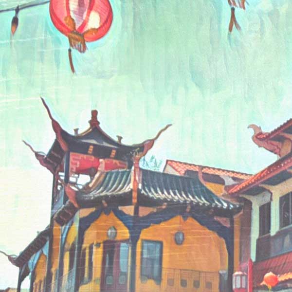 Details of the Chinatown poster of Los Angeles