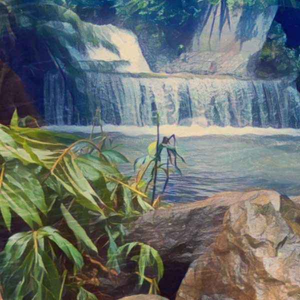 Details of the waterfall in La Reunion poster Cilaos Caldera