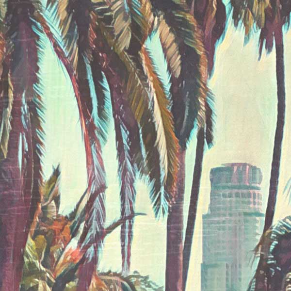 Close-up through the palm trees in Echo Park poster by Alecse