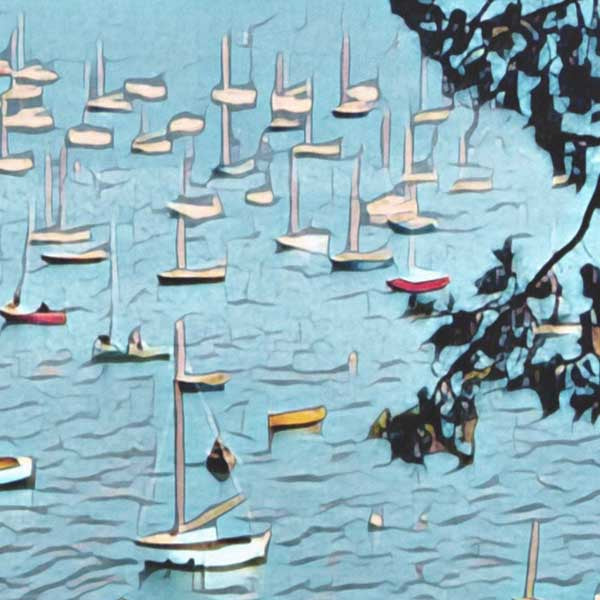 Details of the boats in the Dinard poster