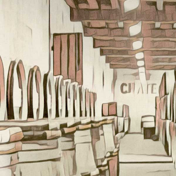 Close-up of the barrels in the Bordeaux poster