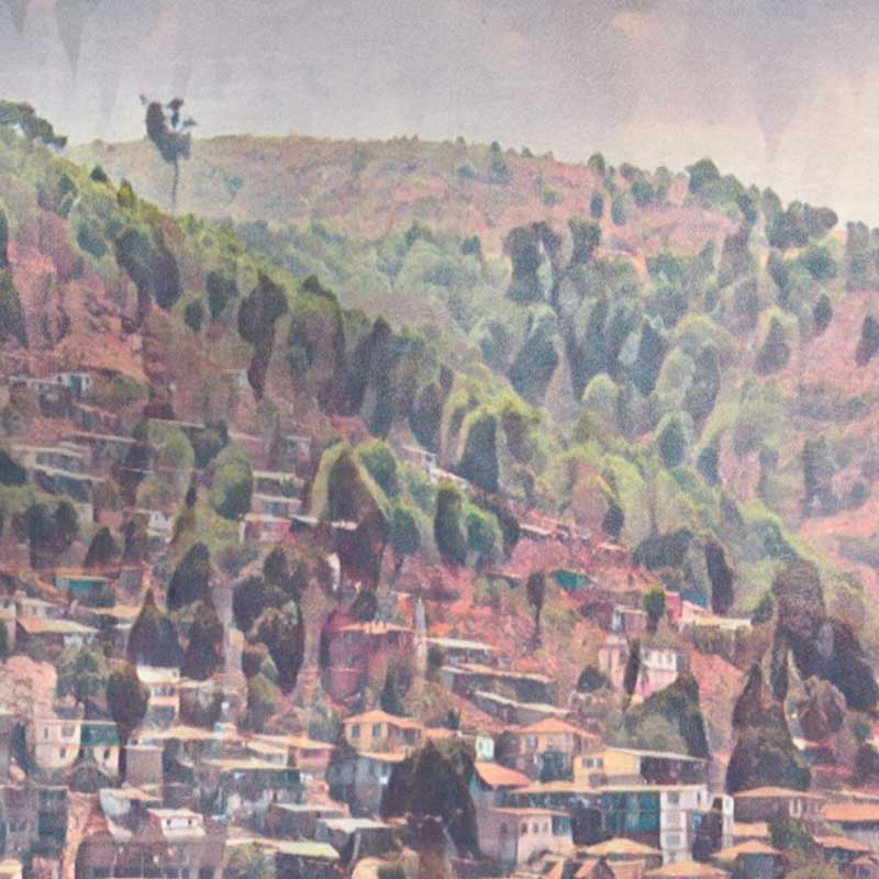 Details of the panorama of Freetown in the Sierra leone poster created by Alecse