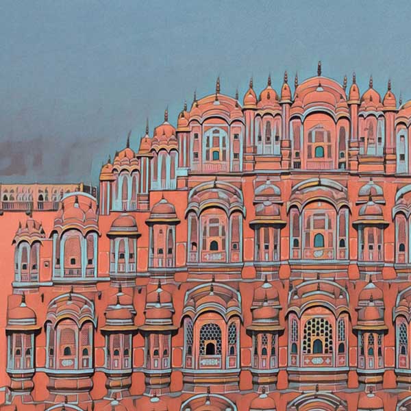 Hawa Mahal Pink Wind Palace Jaipur India Art Print by Lyman Creative Co   India art Art prints Indian art paintings