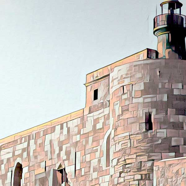Details of Siracusa Fort Poster | Retro Poster of Sicily