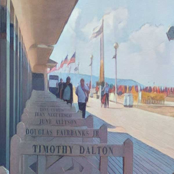 Details of Boardwalk Deauville Print | French Travel Poster of Deauville