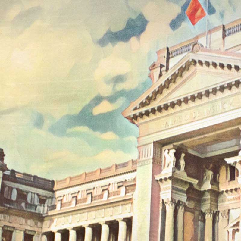 Details of the Court of Justice in the Lima Travel Poster of Peru