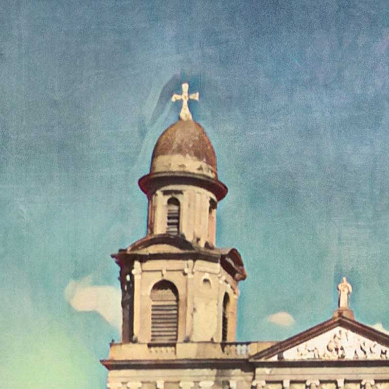 Details of the Cathedral de Santiago in the Managua Travel Poster of Nicaragua