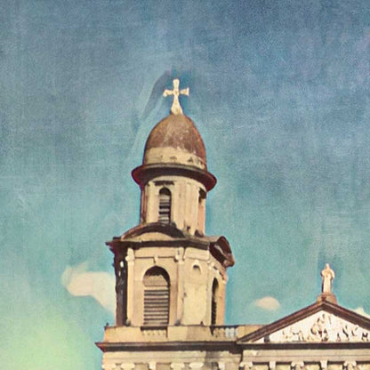 Details of the Cathedral de Santiago in the Managua Travel Poster of Nicaragua