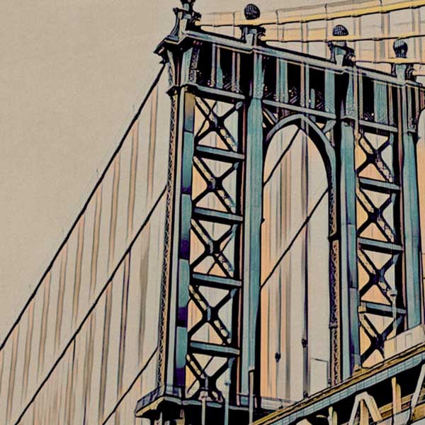 Details of the Manhattan bridge in the New York poster by Alecse