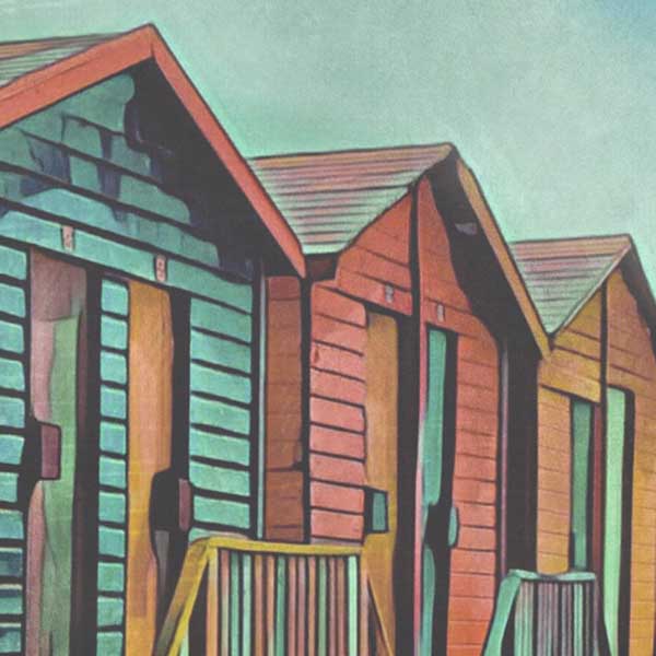 Details of the Muizenberg poster Beach Boxes, South Africa Classic Print