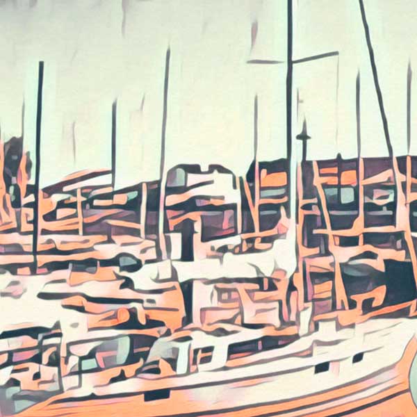 Details of Old Port poster of Ars en Ré | Charente Travel Poster