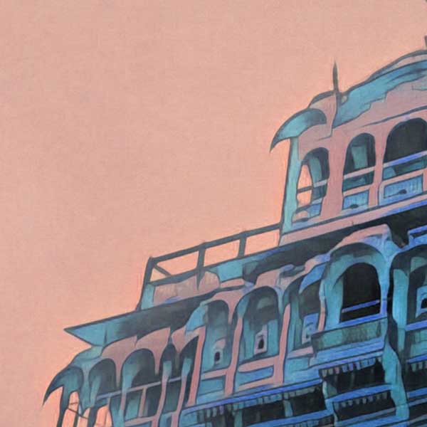 Close up of Jaipur poster Pink City by Alecse | Rajasthan Classic Print