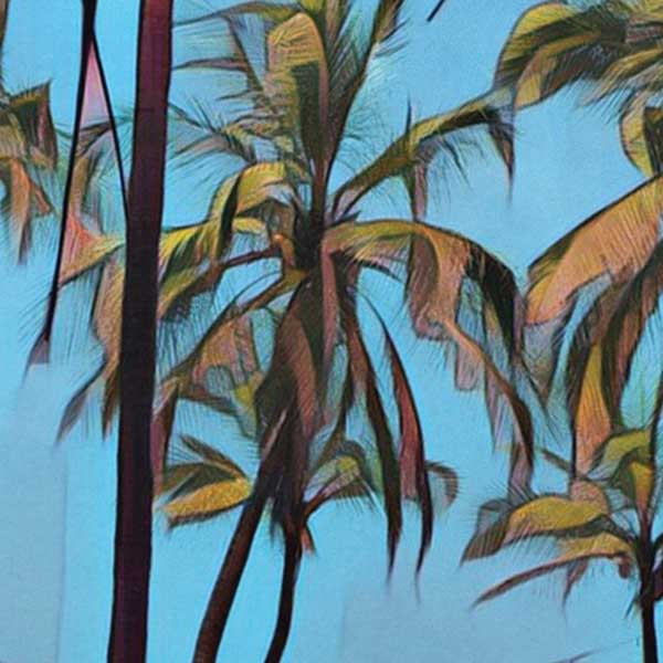 Details of the coconut trees in the Arugam Bay poster