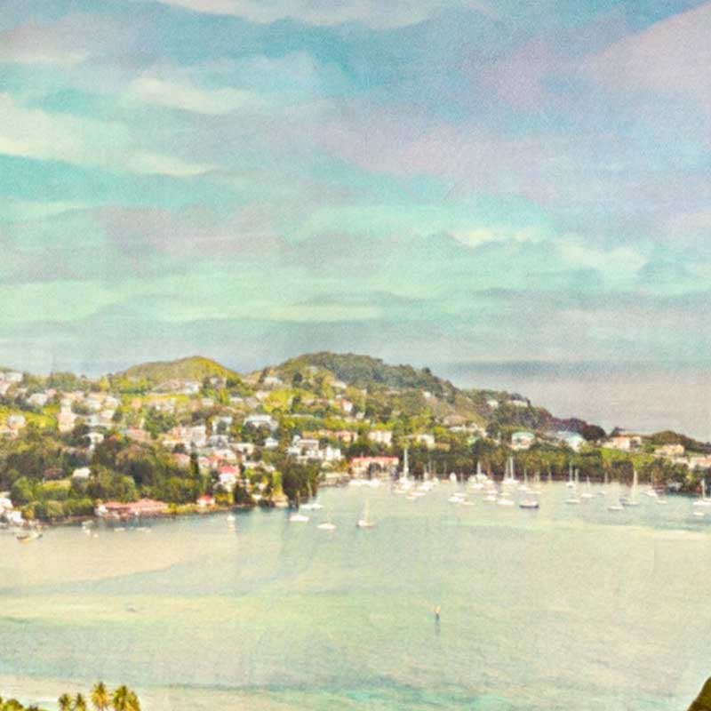 Details of the panorama in the St Vincent and the Grenadines poster by Alecse