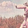 Details of the statue and sky in the Uzbekistan poster of Tashkent