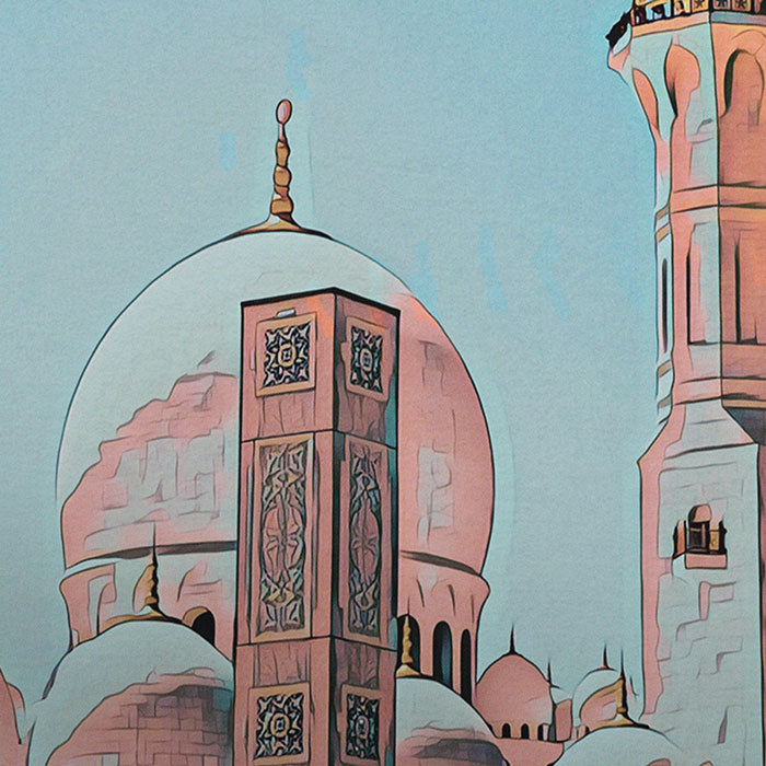 Détails de la mosquée de Doha sur l'affiche du Qatar