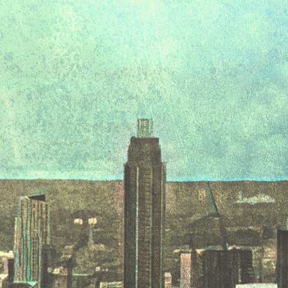 Details of the skyline in the Thames River poster of London