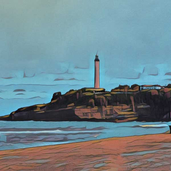 Details of the lighthouse in the Boarritz poster