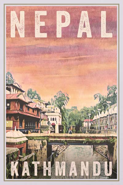 Kathmandu Art Print by Alecse | Nepalese Travel Poster | Limited Edition