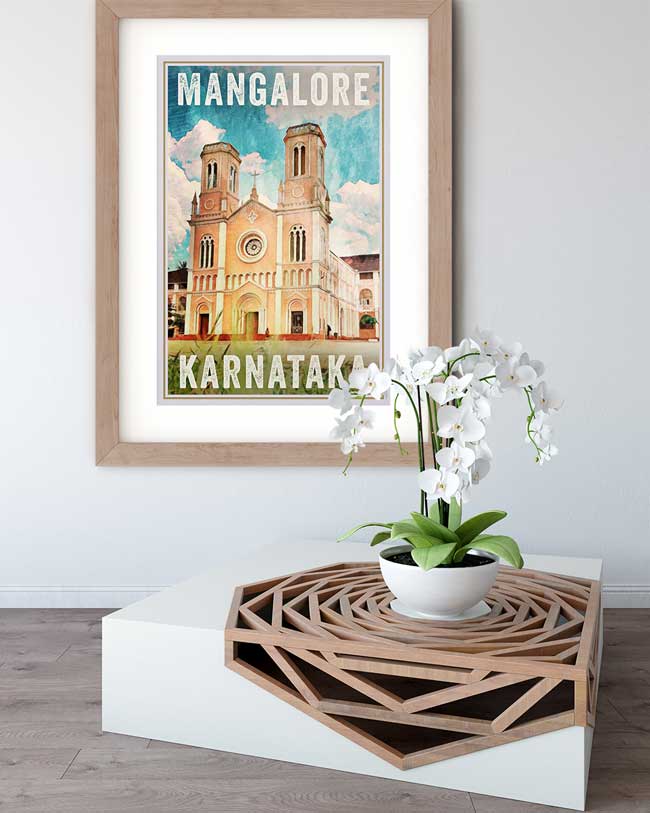 Framed MANGALORE ST JOSEPH POSTER | Limited Edition | Original Design by Alecse™ | Vintage Travel Poster Series