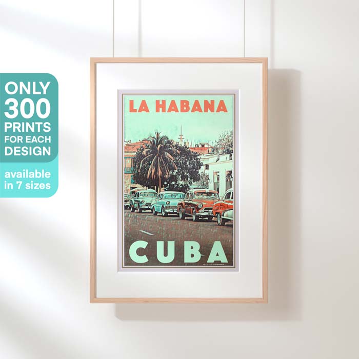 Cuba poster Habana Old Cars is a limited to 300 prints edition