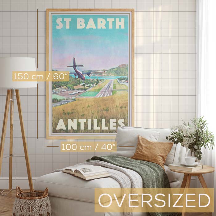 See how big our Oversized prints are in a living area, the grid square unit is 10cm, 50cm, 1m