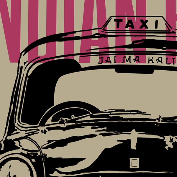 Close-up of Shree's Ambassador taxi poster, emphasizing the artistic contrast and the pop of color that captures the spirit of India