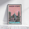 Auckland poster Pink Queen Street | New Zealand Travel Poster by Alecse