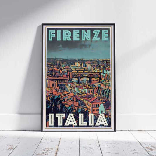 Framed FIRENZE 1 FLORENCE POSTER | Limited Edition | Original Design by Alecse™ | Vintage Travel Poster Series