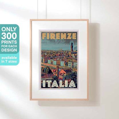 Florence Italy travel poster in a hanging frame highlighting the 300 copies limited edition.