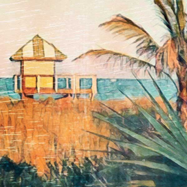 Delray Beach Vintage Print Close-Up - Artisan Half-Tone Coastal Detail