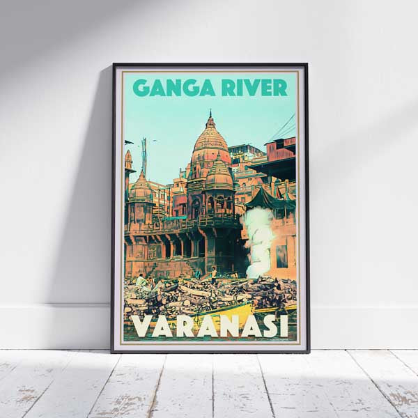  Varanasi poster Ganga River, India Vintage Travel Poster by Alecse