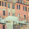 A macro shot showing the half-tone render effect near the title of the Genoa Travel Poster, illustrating Alecse’s signature artistic approach