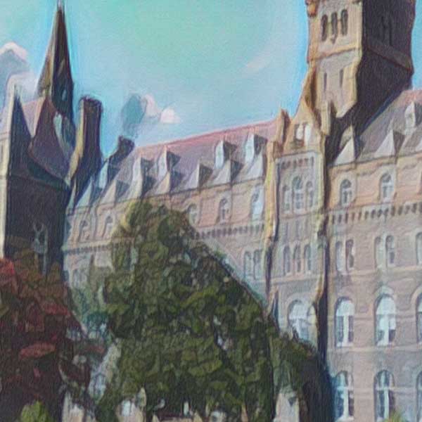 Details of the poster / Close-up view | Please note that all our Art Prints have an half tone render to mimic the old posters printing process where colors were rendered by the juxtaposition of dots of different colors and sizes | Those art prints are not photos and are not supposed to be crisp | All blurs and vintage effects are intended by the artist